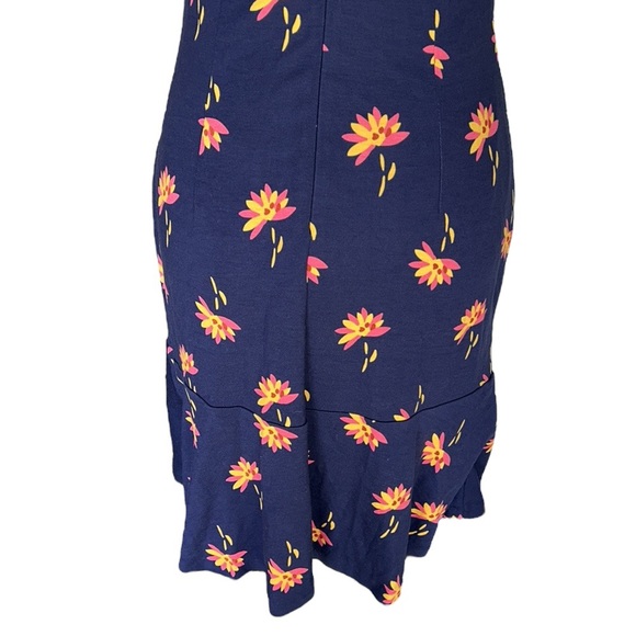 NWT Boden Rosetta Navy Blue Yellow Floral Ponte Knit Ruffle Dress - 6 - Picture 11 of 15